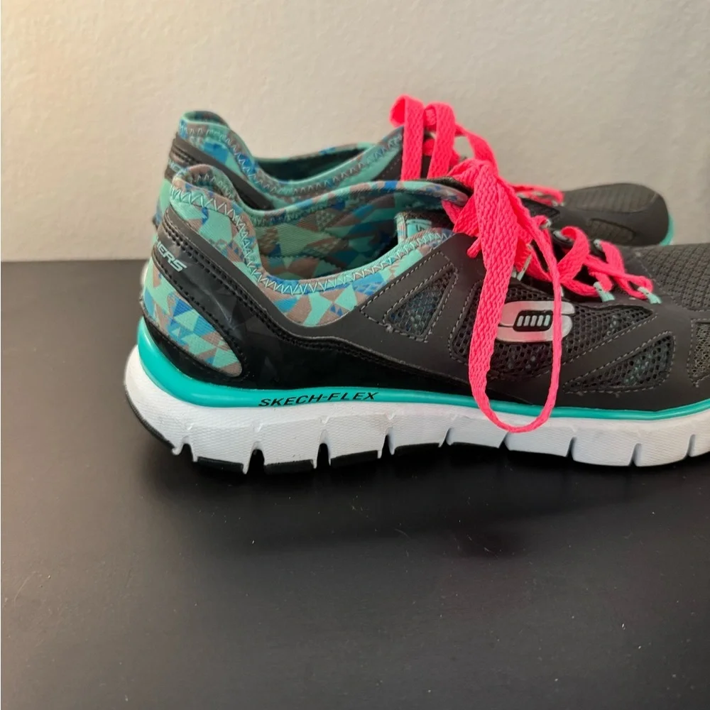 Skechers Women’s Skech‎ Flex Ultimate Gray Teal Sneaker Running Shoes Size 9.5